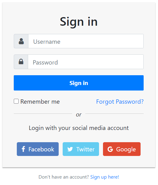 Facebook Twitter Google Login Page by w3layouts