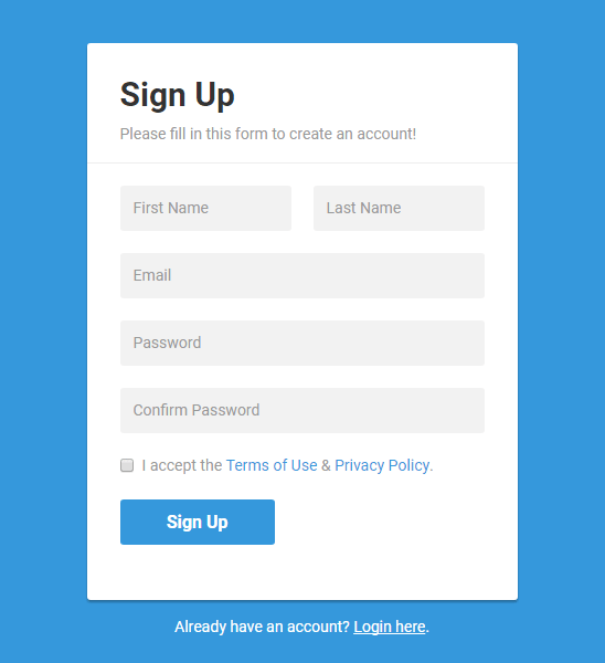 Bootstrap Sign Up Form Examples Live Demos Codes Tutorial Republic